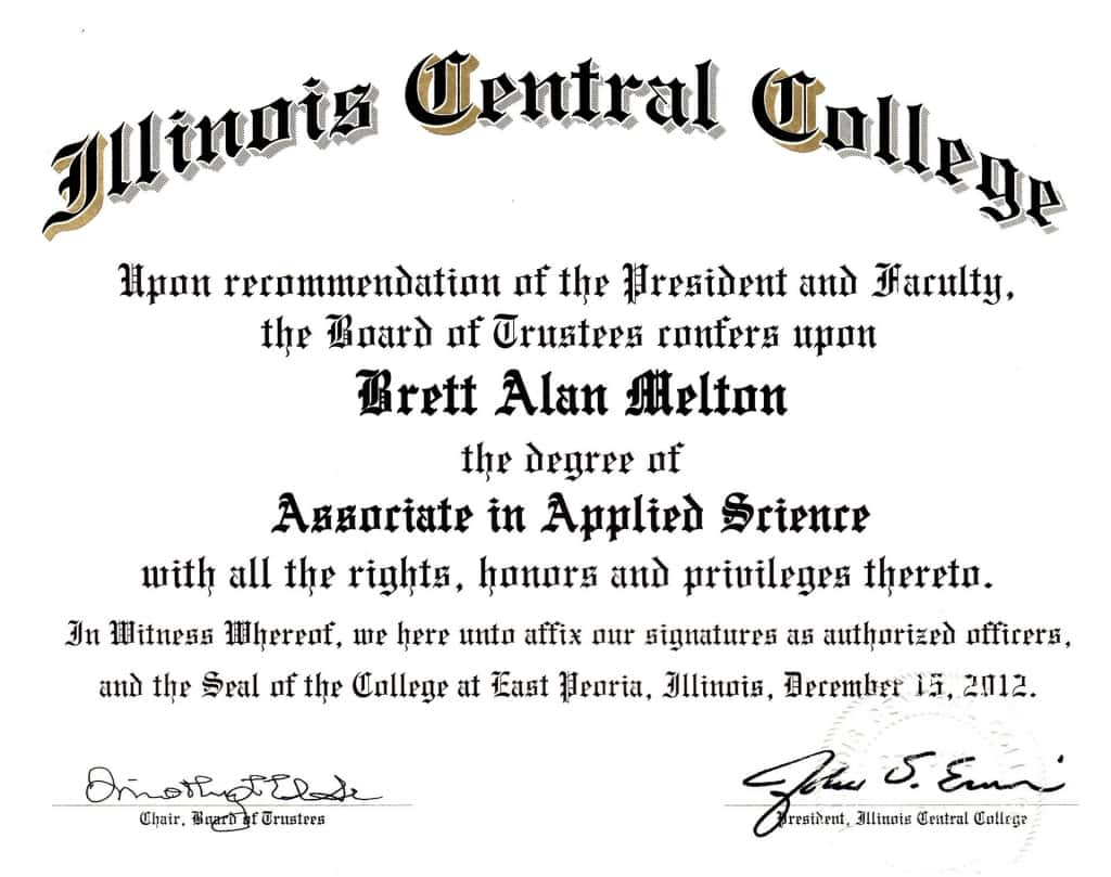 Brett Melton Associate In Applied Science Degree