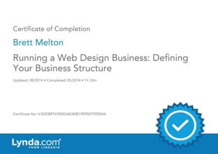 Brett Melton Certificate Running A Web Design Business Defining Your Business Structure