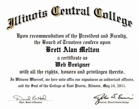 Brett Melton Web Designer Certificate