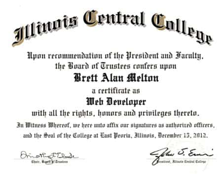 Brett Melton Web Developer Certificate